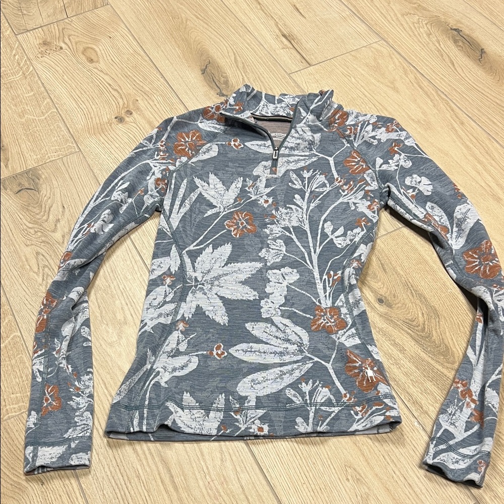 Smartwool Floral Patterned base layer  - Gray and orange
